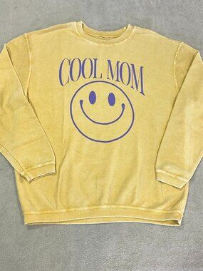 Cool Mom Crewneck Ribbed Sweatshirt Size Large